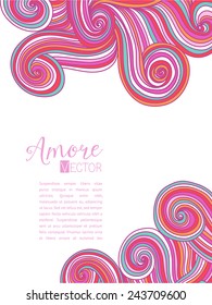 Vector abstract invitation card with abstract wave.  Lace ornament. Template wavy frame design for card