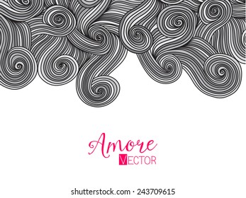 Vector abstract invitation card with abstract wave.  Lace ornament. Template wavy frame design for card