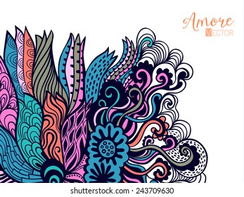 Vector abstract invitation card with abstract wave.  Lace ornament. Template wavy frame design for card