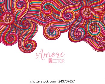 Vector abstract invitation card with abstract wave.  Lace ornament. Template wavy frame design for card