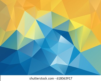 vector abstract irregular polygon background with a triangle pattern in sunny holiday blue yellow color