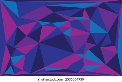 Vektorabstrakt unregelmäßiges Polygon blauer Hintergrund zerbröselt zerkleinert Papierfalten, Falten und Falten über Wirkung mit einem dreieckigen Muster in natürlichen grünen Farben