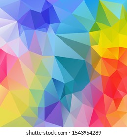 vector abstract irregular polygon square background - triangle low poly pattern - full spectrum multi color rainbow light pastel