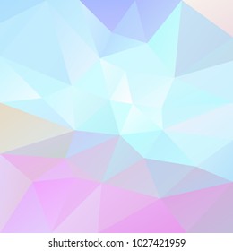 vector abstract irregular polygonal background - triangle low poly pattern - cute light pastel holographic color spectrum - blue, cyan, pink, purple