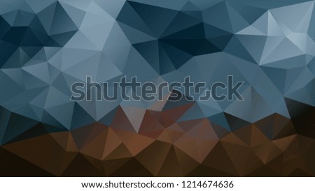 vector abstract irregular polygonal background - triangle low poly pattern - dark indigo night blue and brown color 