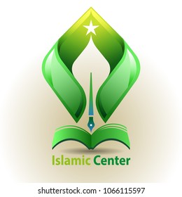  Vector abstract, Islamic learning center symbol.