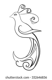 vector abstract isolated illustration of black and white bird