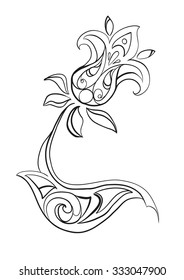 vector abstract isolated illustration of black and white flower