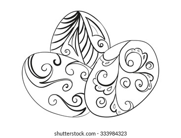 vector abstract isolated illustration of black and white Easter eggs