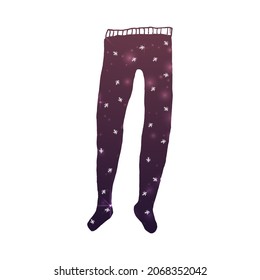 Ilustración aislada vectorial con pesas impresas con galaxia estrella rosa y copos de nieve. El concepto de invierno, cálido, de moda, ropa juvenil, ropa interior.