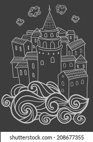 Vector abstract Istanbul city card template.