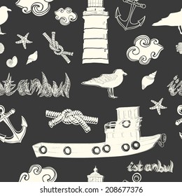 Vector abstract Istanbul city seamless pattern.