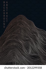 vectores abstractos paisajes de estilo japonés alineados con olas en colores negro y dorado