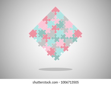 Vector abstract jigsaw colorful background made from puzzle pieces.
