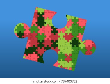 Vector abstract jigsaw colorful background made from puzzle pieces.