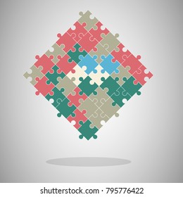 Vector abstract jigsaw colorful background made from puzzle pieces.