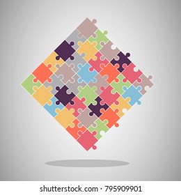 Vector abstract jigsaw colorful background made from puzzle pieces.