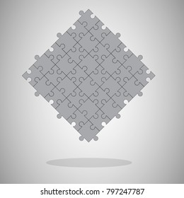 Vector abstract jigsaw gray background made from puzzle pieces.