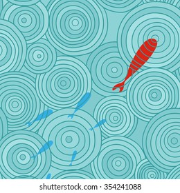 Vector abstract koi fish in water circles illustration