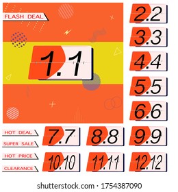 Vector - Abstract label template special calendar of date and month on orange and yellow background. Hot deal, Super sale, Clearance. Can be use for brochure, banner, advertising or web. Copy space.