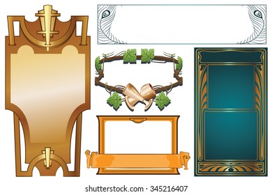 Vector abstract labels on different versions for decoration and design