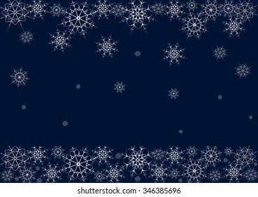 vector abstract landscape consisting of snowflakes on dark blue background