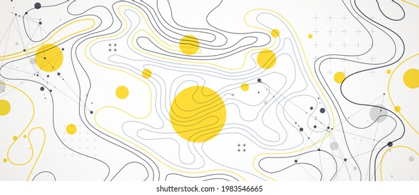 Vector abstract landscape geodesy topography map background. Art Line texture pattern.