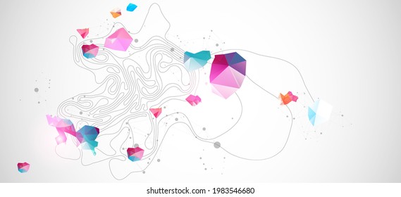 Vector abstract landscape geodesy topography map background. Art Line texture pattern.