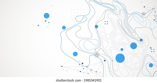Vector abstract landscape geodesy topography map background. Art Line texture pattern.