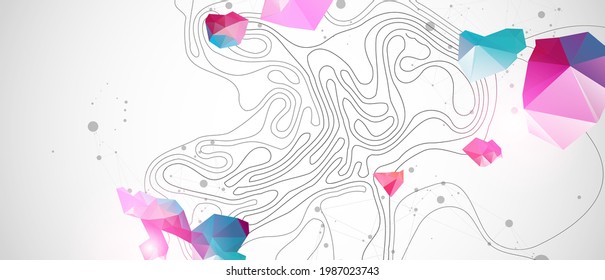 Vector abstract landscape geodesy topography map background. Art Line texture pattern.