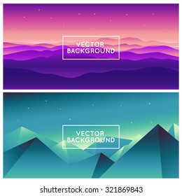 Vector abstract landscapes - design template in bright gradient colors - with copy space for logo or text - splash screen or banner background