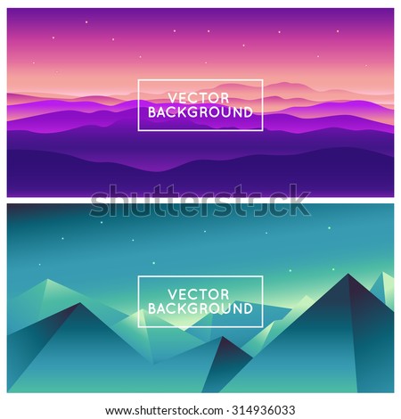 Vector abstract landscapes - design template in bright gradient coors - with copy space for logo or text - splash screen or banner background