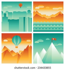 Vector abstract landscapes for splash screens and wallpapers in gradient colors