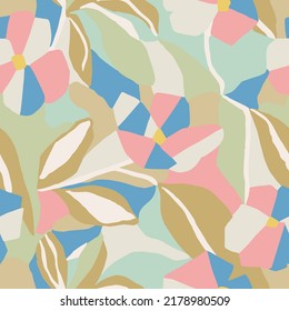 Vector abstract layers flower illustration seamless repeat pattern 