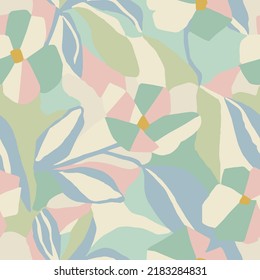 Vector abstract layers flower illustration seamless repeat pattern 