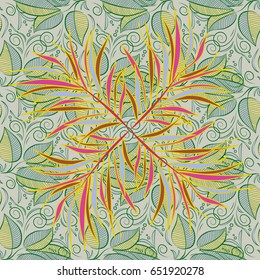 Vector abstract leaf background. Pretty floral print with small leaves. Motley seamless pattern.