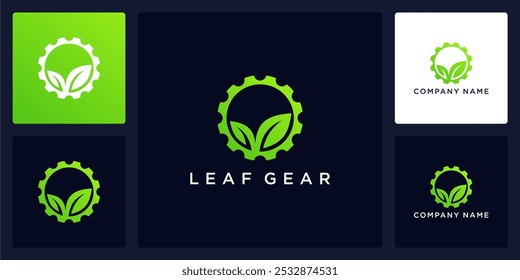 Vector abstracto de la hoja y engranaje logotipo e icono, se puede utilizar en varios medios fácilmente, editable