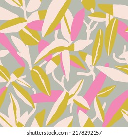 Vector abstract leaf illustration seamless repeat pattern fashion and home decor fabric print digital artwork