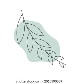 Vector abstract leaf illustration using for logo, wedding, stories, posters. Minimal modern leaves art. Doodle Leaves art with spot. Botanical vector logo print.