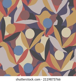 Vector abstract leaf layered shape illustration motif seamless repeat pattern fashion home kitchen fabric textile digital artwork 