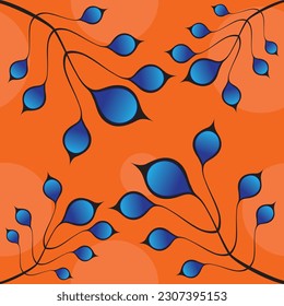 vector abstract leaf with orange background