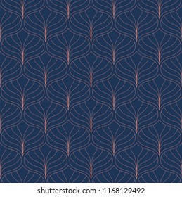 Vector abstract leaves seamless pattern. Geometric classical background. Retro stylish texture.