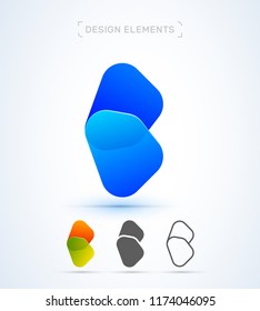 Vector abstract letter C and B logo design elements. Material design, transparent, origami, flat and line art style collection