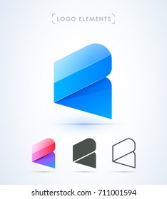 Vector abstract letter C or B logo template. Material design style