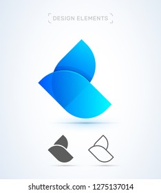 Vector abstract letter C logo design elements. Material design, flat, transparent, plastic style. Application icon