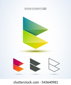 Vector abstract letter C logo elements in origami style