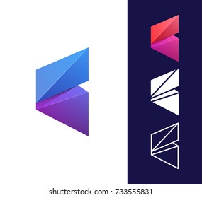 Vector abstract letter C logo template. Material design, flat and line style