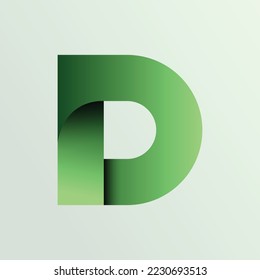 Concepto de diseño del logotipo verde de la letra abstracta del vector D. 