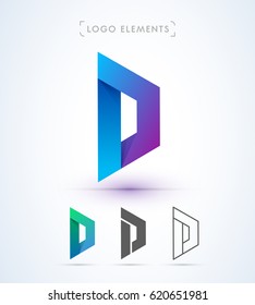 Vector abstract letter D logo template in origami paper style. Application icon