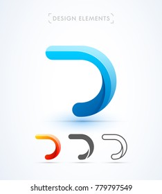 Vector abstract letter D logo template. Material design, origami, line art style.